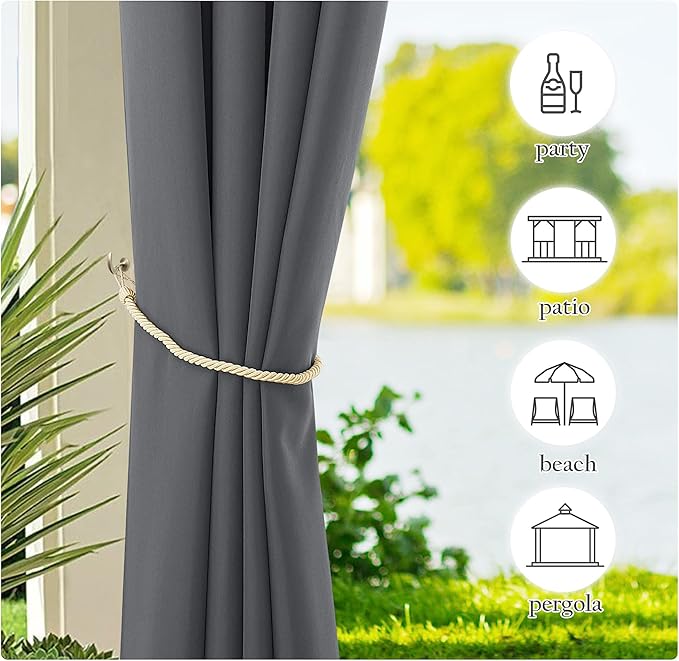 NICETOWN Canvas Outdoor Curtains Extra Wide - Image 5