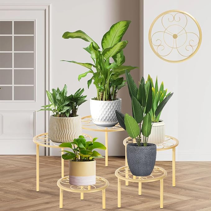 5-piece set of metal plant potted flower racks, heavy-duty flower pot plant - Image 3