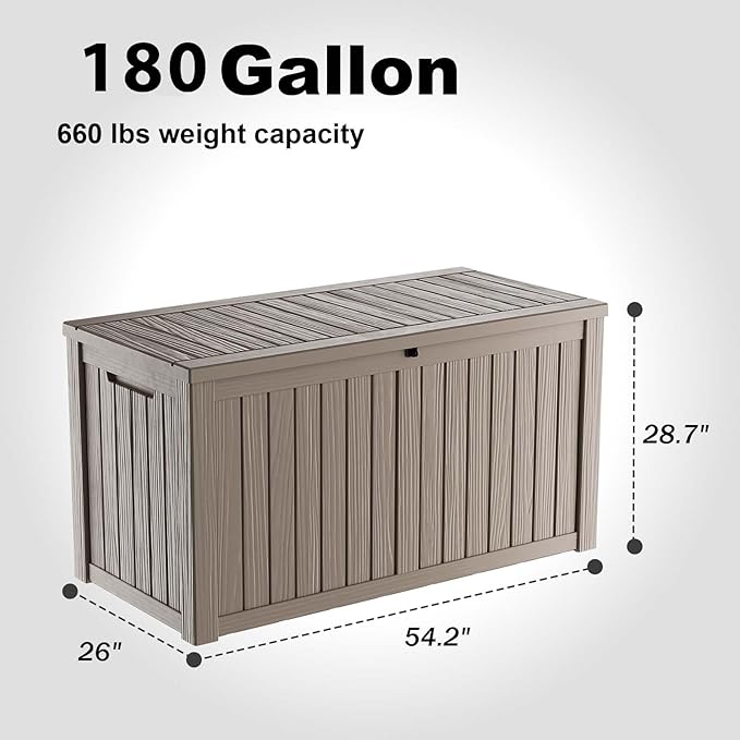 EasyUp 180 Gallon Outdoor Deck Box Waterproof, UV Resistant Resin Outdoor - Image 2