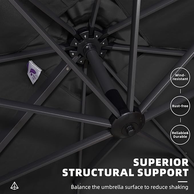 PURPLE LEAF 10' X 13' Patio Umbrella Outdoor Cantilever Rectangle Umbrella - Image 5