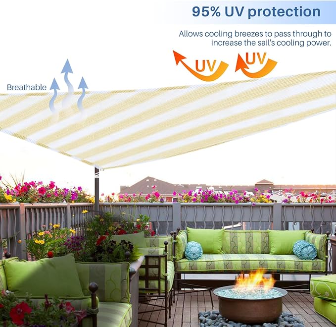 E&K Sunrise 26' x 26' x 26' Sun Shade Sail Triangle Canopy Shade Cover UV Block - Image 5