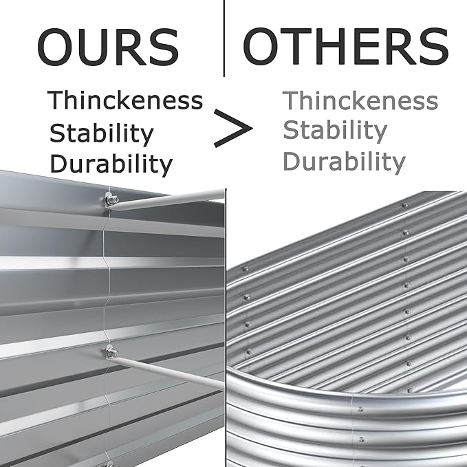 6x1.5x1ft Galvanized Raised Garden Bed, Outdoor Planter Box Metal Patio Kit - Image 4