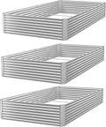 3 Pack 6x3FT Corrugated Galvanized Steel Raised Garden Bed Outdoor, Metal Above by CATMANOR