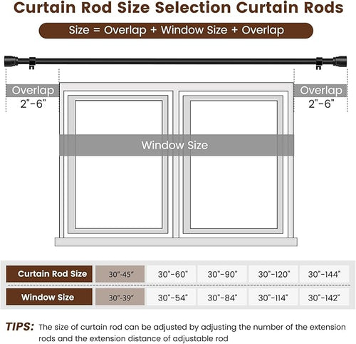 1” Diameter Curtain Rods Itself is 30 to 45 inch 2 Pack Fit 30-39 inch Window - Image 2
