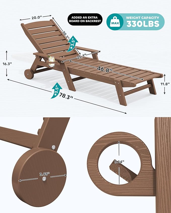 SERWALL Patio Chaise Lounge Chair Set of 2 - Image 6