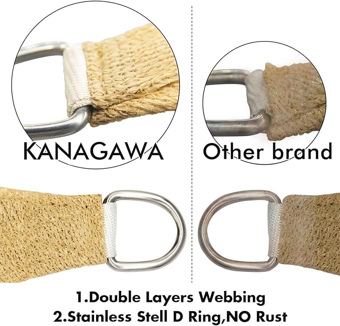 KANAGAWA 14'X20' Sand Custom Size Sun Shade Sail Rectangle UV Block Canopy Cover - Image 5