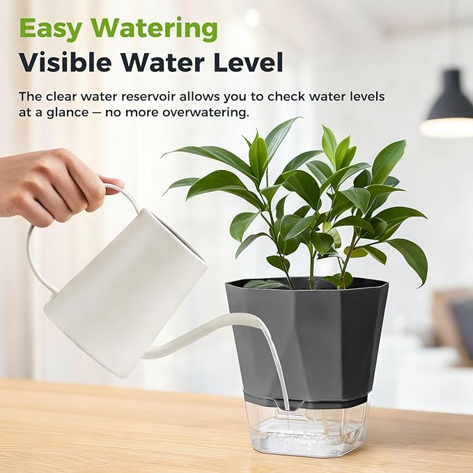 6 Pack Self Watering Pots for Indoor Plants, 5 Inches Self Watering Planters - Image 9