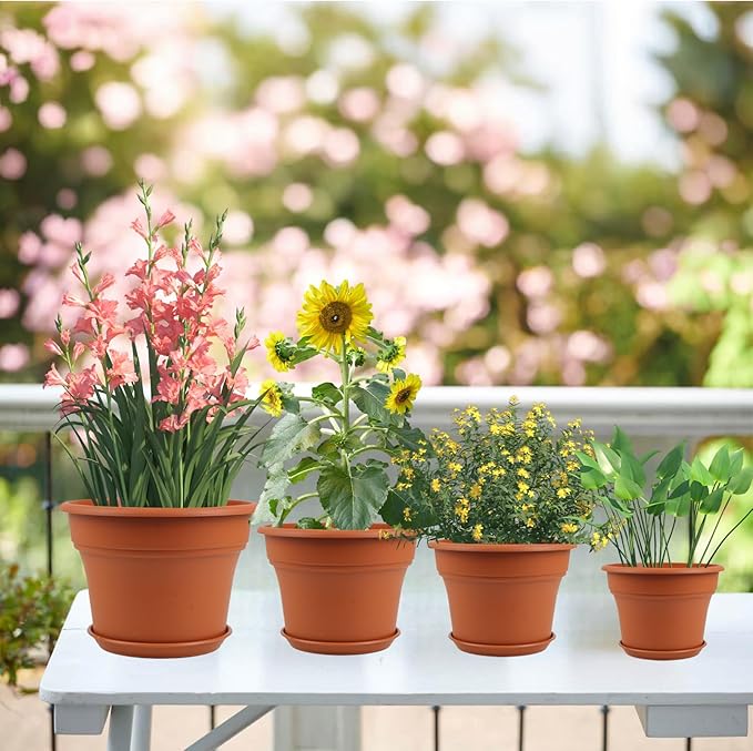 6 Inch Plastic-Flower Pot-for-Indoor Plants, 6 Pack Outdoor Plant Pots - Image 5