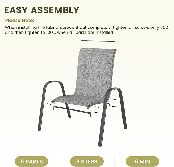 UDPATIO Patio Chairs Set of 6, Stackable Outdoor Dining Chairs - Image 8
