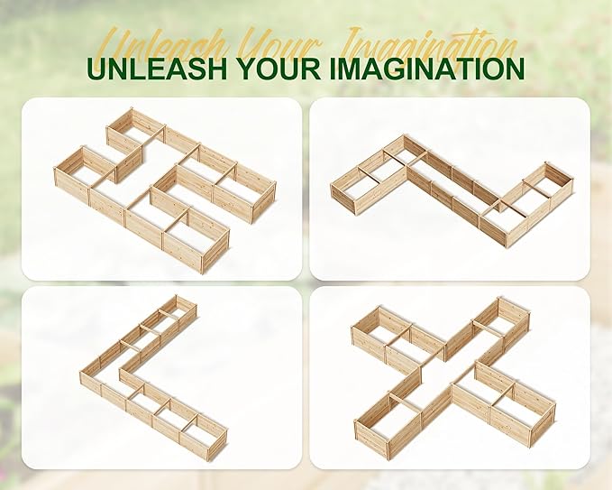 AMERLIFE U-Shaped Raised Garden Bed, 7.5Wx12Dx1.6H Outdoor Wooden Raised Garden - Image 5