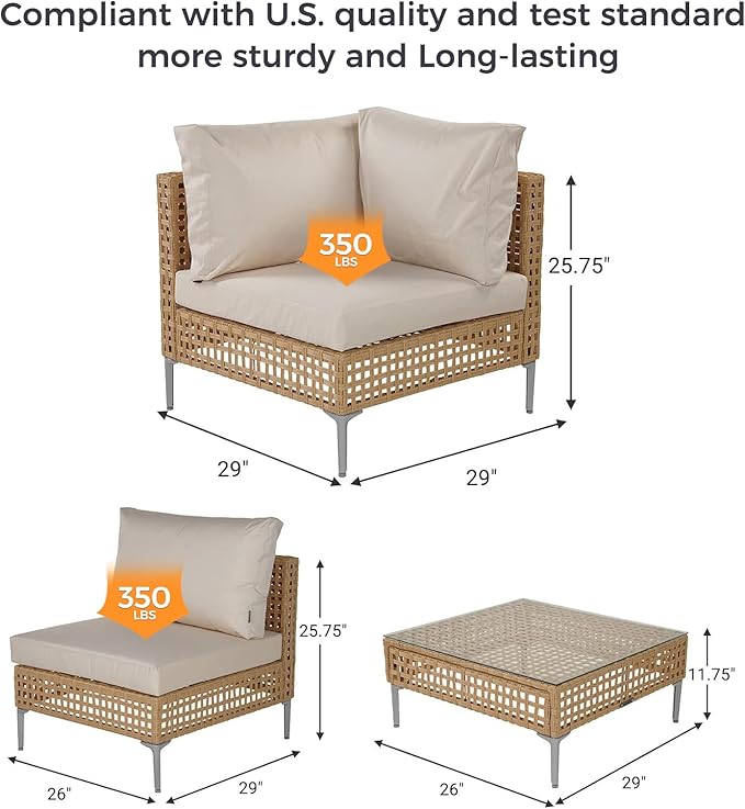 Grand patio 10-Piece Wicker Patio Furniture Set, Boho Outdoor Conversation Set - Image 5