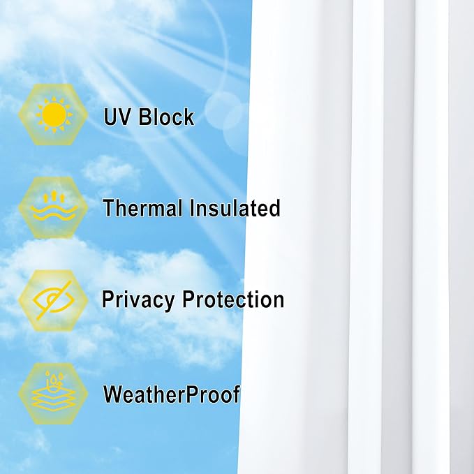 NICETOWN 2 Panels Weighted Blackout Outdoor Curtains - Image 6