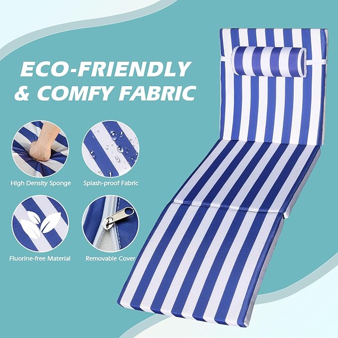 Chaise Lounge Chairs Outdoor Set of 4, Comfy Outside Wicker Patio Pool Lounge - Image 5