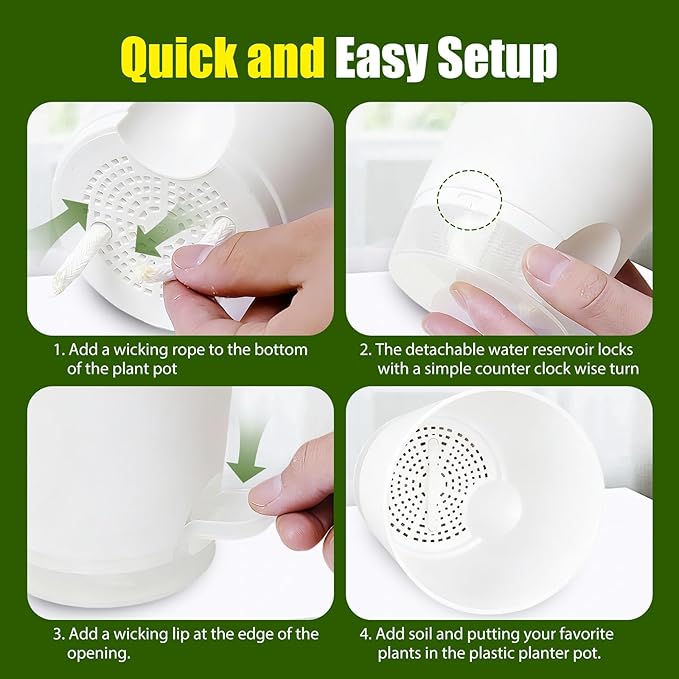 Plant Pots 4/5/5.5/6/6.5/7 Inch Self Watering Pots, 6 Pack Plastic Planters - Image 3