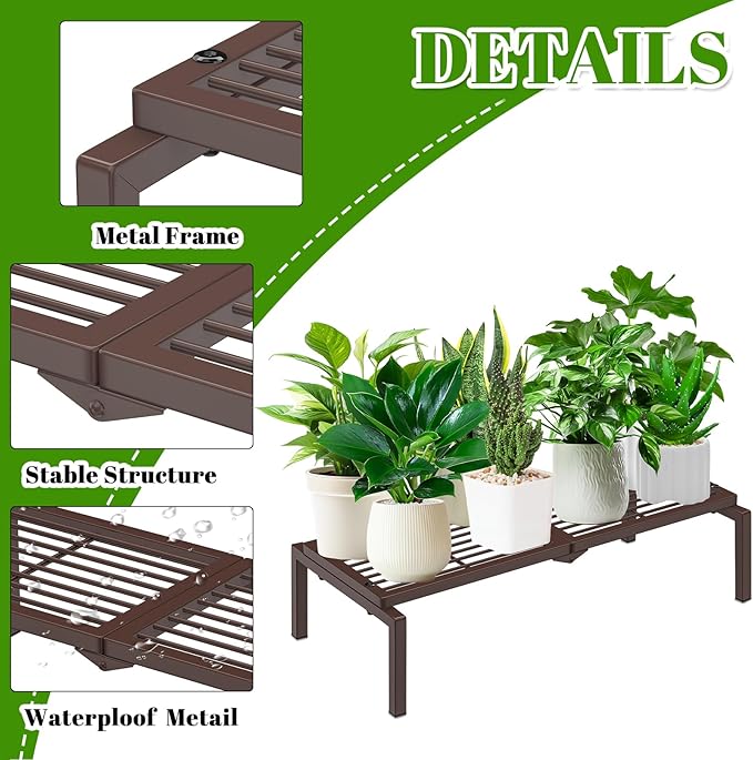1 Tier Metal Plant Stand Indoor Outdoor, Potted Multiple Flower Pot Holder Rack - Image 2