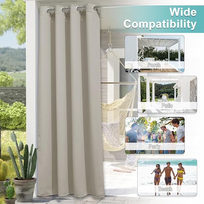 NICETOWN 2 Panels Natural Outdoor Curtains - Image 6
