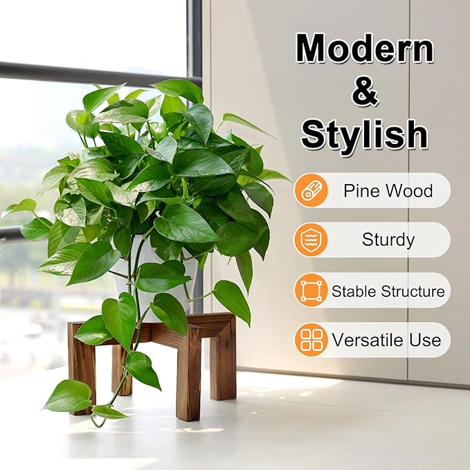 Plant Stand, Indoor/Outdoor Wood Plant Holder, Single Flower Pot Stand - Image 4