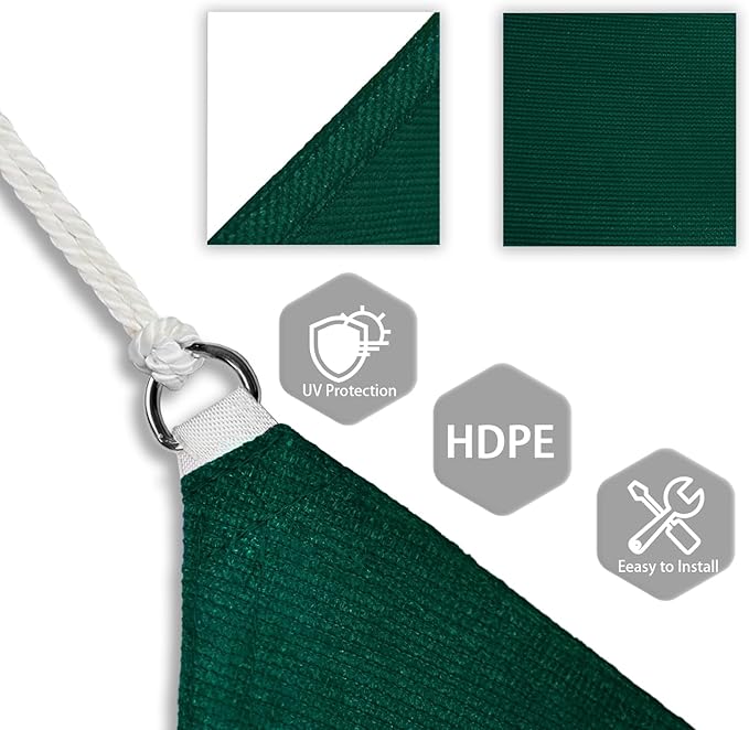 Patio Paradise 16' x 16' x 15'10" Sun Shade Sail Triangle Canopy, Permeable - Image 3