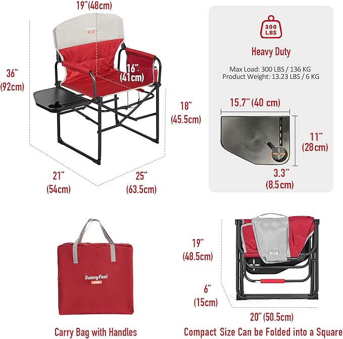 SUNNYFEEL Heated Camping Directors Chair, Heavy Duty, Oversized Portable - Image 2