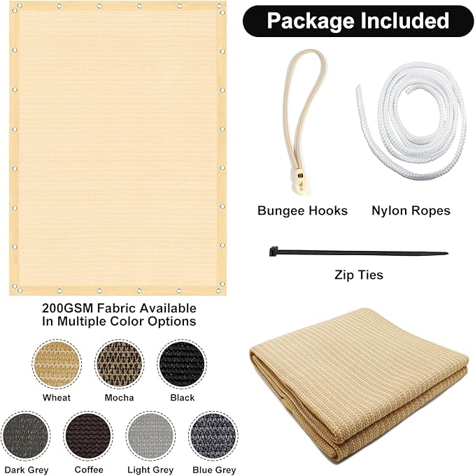 Artpuch 90% Sun Shade Cloth, 10 x 16 FT Pergola Shade Cover Canopy - Image 7