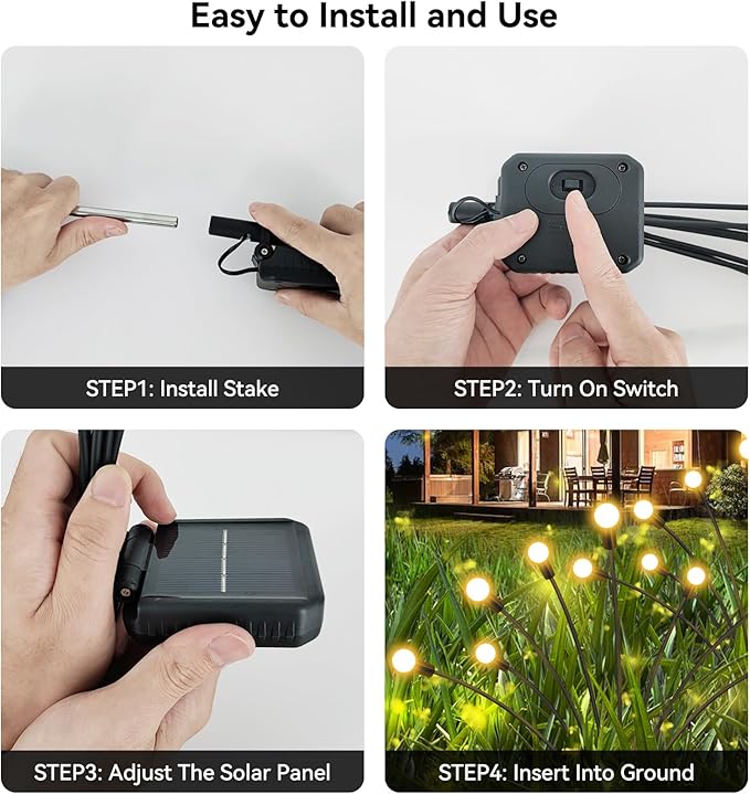 Solar Garden Lights Outdoor Waterproof, 6 Pack 48 LED Swaying Light Firefly - Image 5