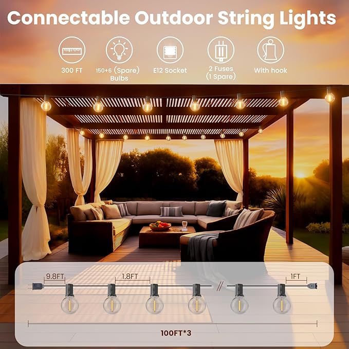 RTTY Dense-Glow 300FT Modular Professional Outdoor String Lights System - Image 2