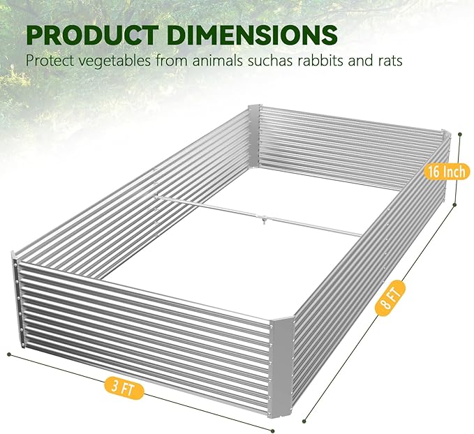 2 Pack Tall 8x3FT Raised Beds for Gardening, Corrugated Galvanized Steel Raised - Image 8