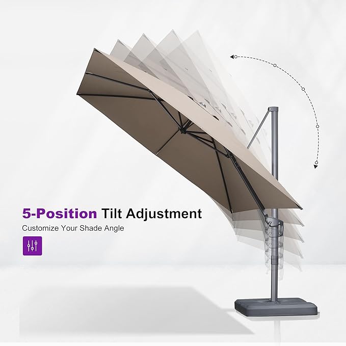 PURPLE LEAF Patio Umbrella 8' X 8' Rectangle Cantilever Umbrella Large Aluminum - Image 7