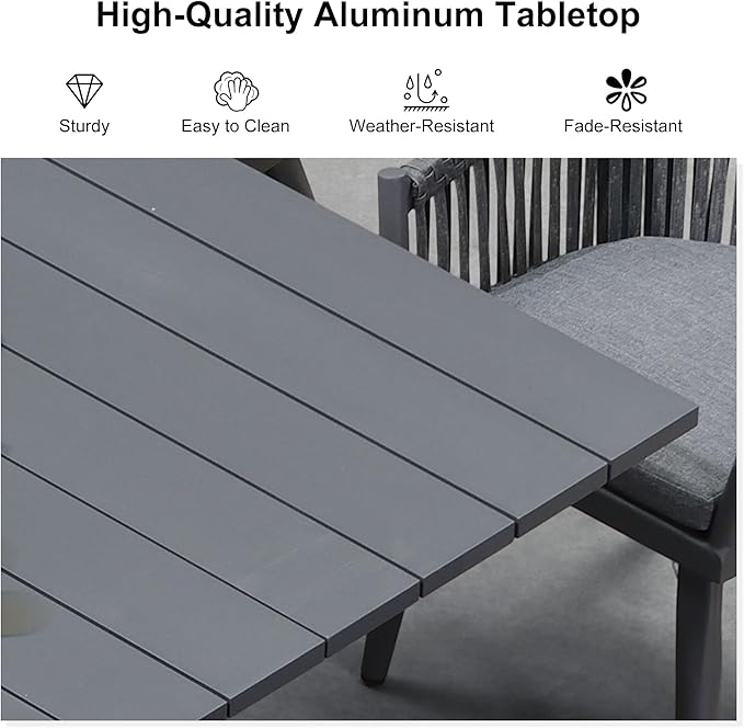 PURPLE LEAF 7 Pieces Longer Patio Dining Set - Image 5
