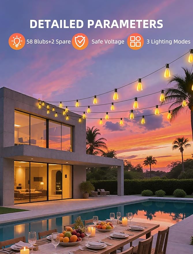 Outdoor Patio String Lights: 150Ft 45M Outside Waterproof Light - Image 8