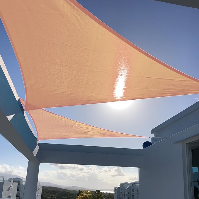SUNNY GUARD Custom Size 12'x14'x18.4'Peach Fuzz Sun Shade Sail Right Triangle by SUNNYGUARD