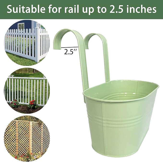 Balcony Hanging Planters Flower Pots, Fence Pot Hanging Plant Holders - Image 6