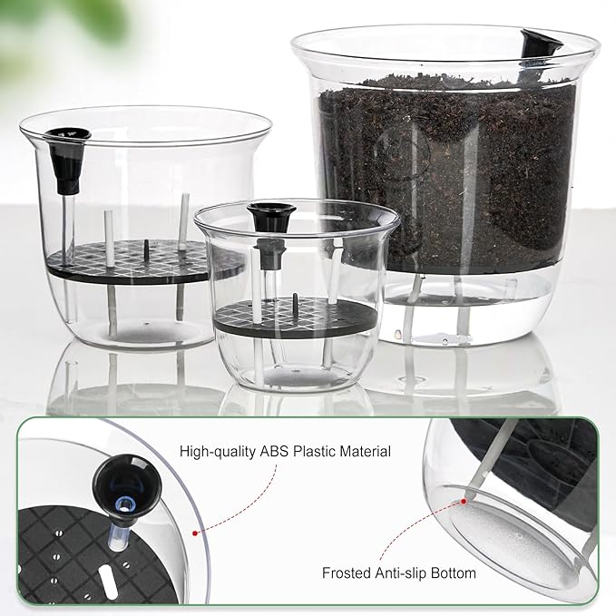 Plant Pots 6/5/4 inch Set of 3, Self Watering Pots - Image 3