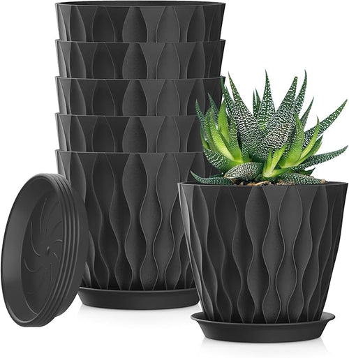 5 Inch Planter Pots, 6 Pack Indoor Planters, Small Flower Pots by SQKH