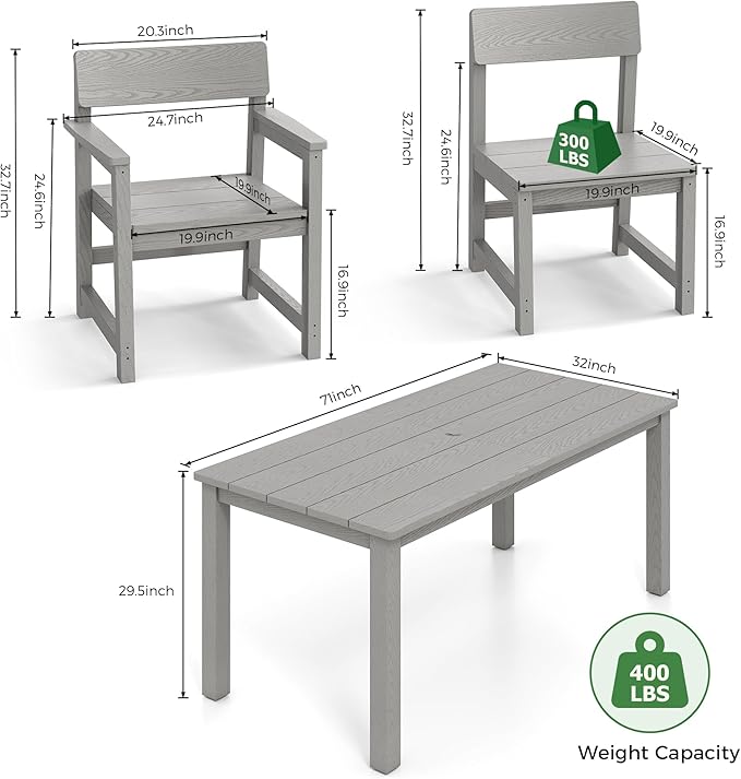 5-Piece HIPS Patio Dining Set for 4 Person Outdoor Dining Sets - Image 7