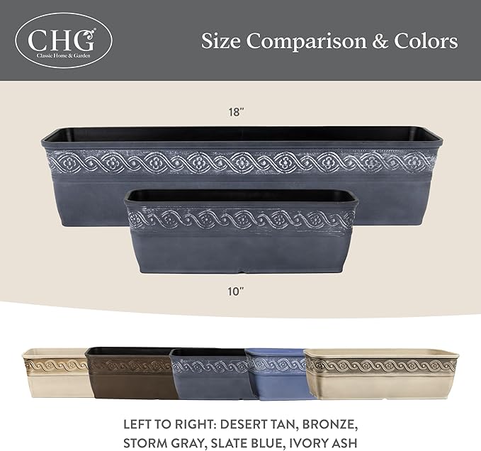 Classic Home and Garden Corinthian Trough, Ivory Ash - Image 6