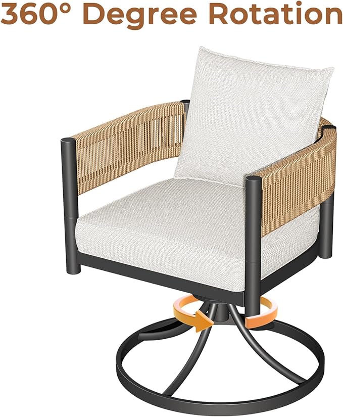 Grand patio Outdoor Dining Set, 7-Piece Patio Table and Chairs Set, Metal Woven - Image 3