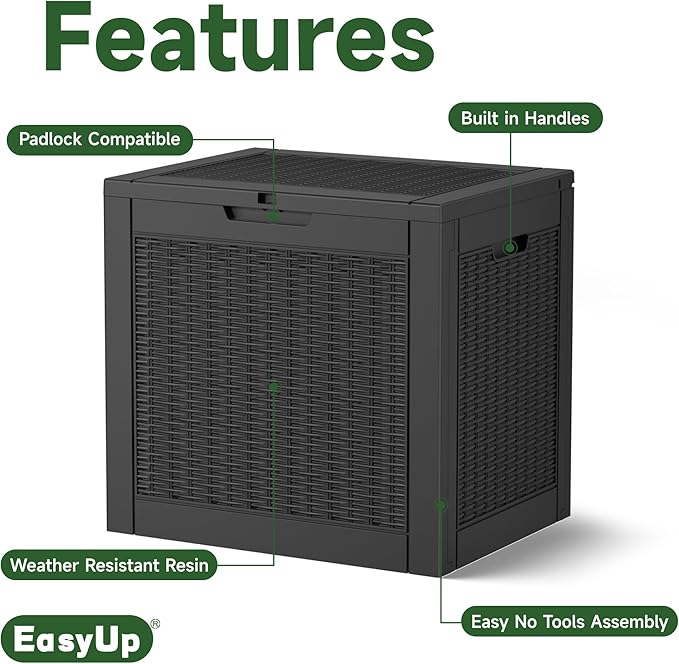 EasyUp 30 Gallon Resin Deck Box, Patio Outdoor Deck Box - Image 3