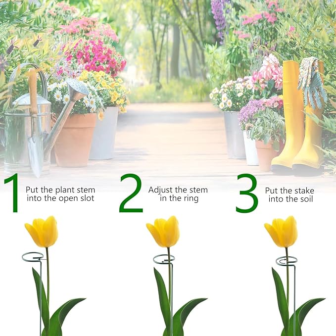 24 Inch 12 Packs Plant Support Stakes, Garden Single stemmed Plant Support Hoops - Image 4