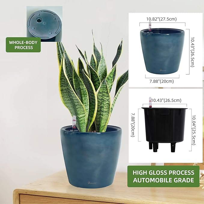 Dexceder 11x10 Inches Self Watering Planter Indoor Outdoor, Inner Pot Design - Image 3