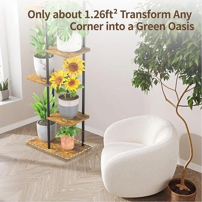 LASZOLA Black 5 Tiered Wood Plant Stand Indoor - Image 5