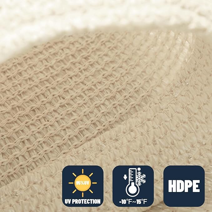 SUNNY GUARD Custom Size 18'x24' Rectangle Butter Cream UV Block Sunshade - Image 4