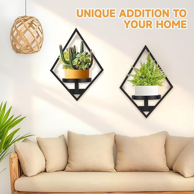Wall Plant Holder, 2 Pack Metal Floating Shelves Indoor, Window Sill Plant Shelf - Image 3