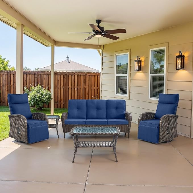 Belord Dual-Adjust Swivel Outdoor Recliner Chair Set of 3 - Image 2