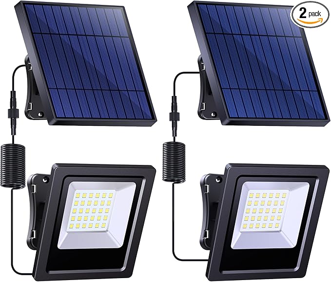Solar Lights Outdoor, Solar Powered Flood Lights Weatherproof, Dusk to Dawn Led by Lightonight