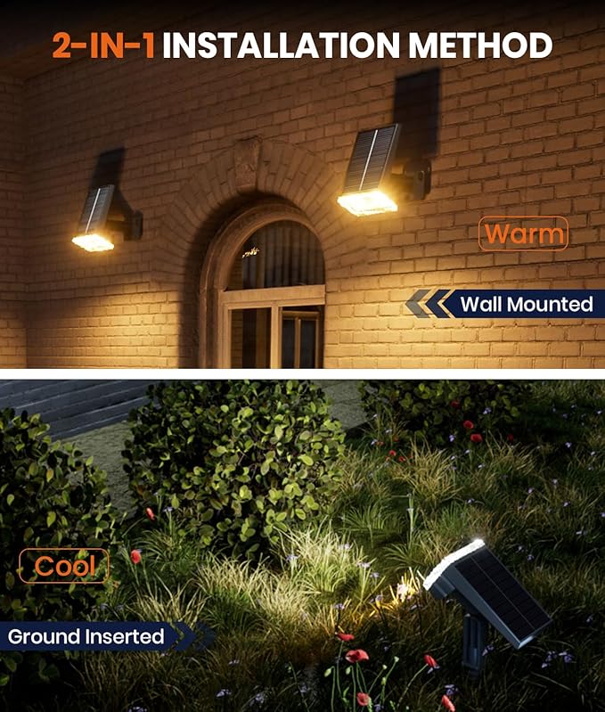 2-Pack Solar Lights Outdoor Waterproof IP67, 3 Color Modes - Image 7