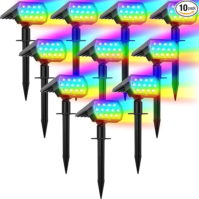 Solar Spot Lights Outdoor Color Changing, Christmas IP65 Waterproof Landscape by Flaow