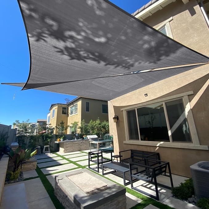 SUNLAX Sun Shade Sail 8' x 16' x 17.9' Dark Grey Rectangle Canopy Sail Shade by SUNLAX