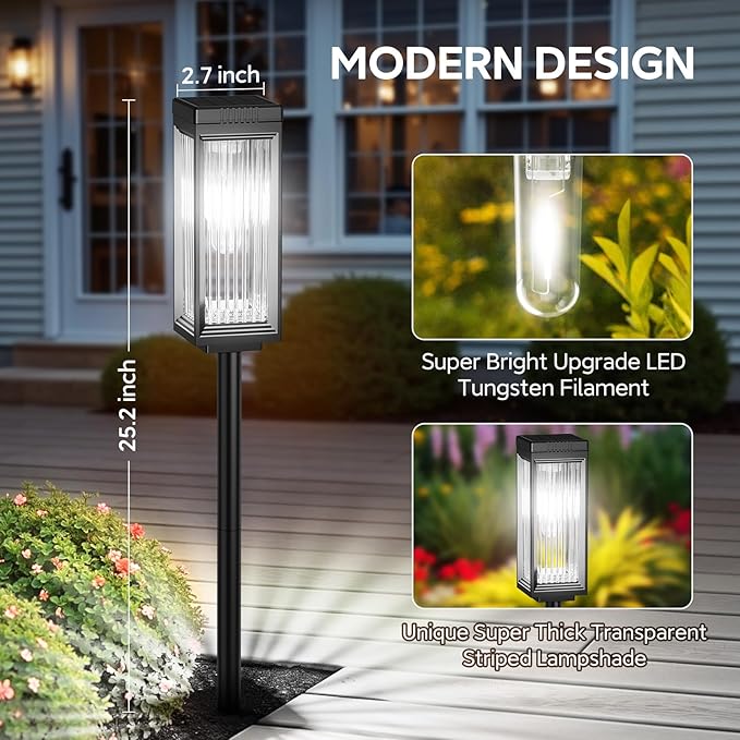 Solar Pathway Lights Outdoor, 8 Pack Upgraded Solar Lights Outdoor Waterproof - Image 4