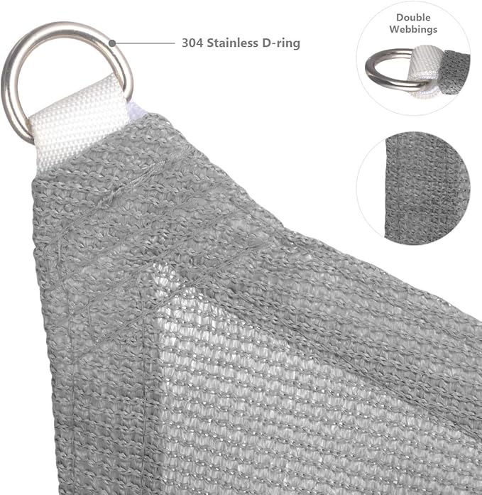 Eden's Decor Straight Flat-Edged Sun Shade Sail Rectangular 5' x 16' Grey - Image 2